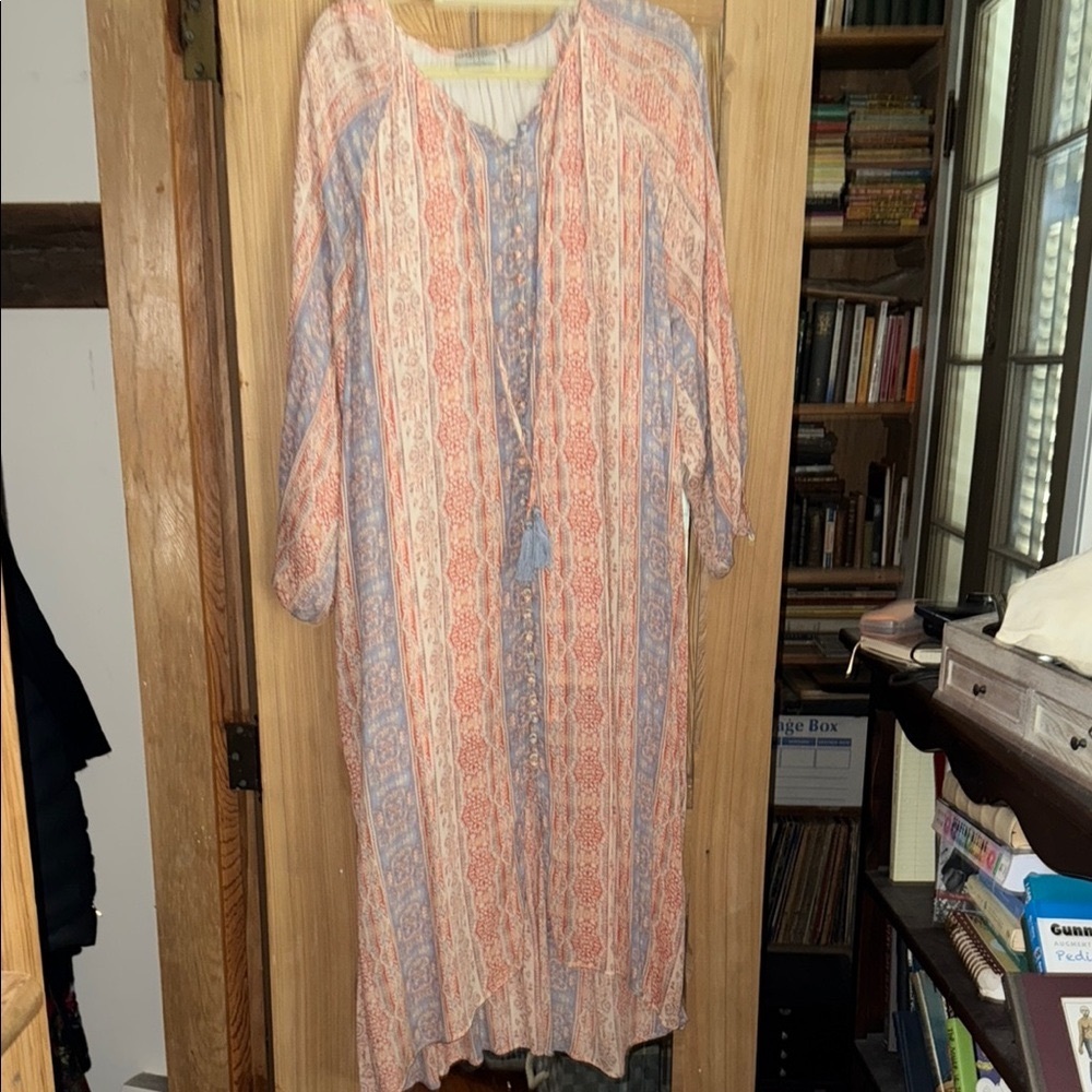 Forum Women's Maxi Dress in Peach and Blue